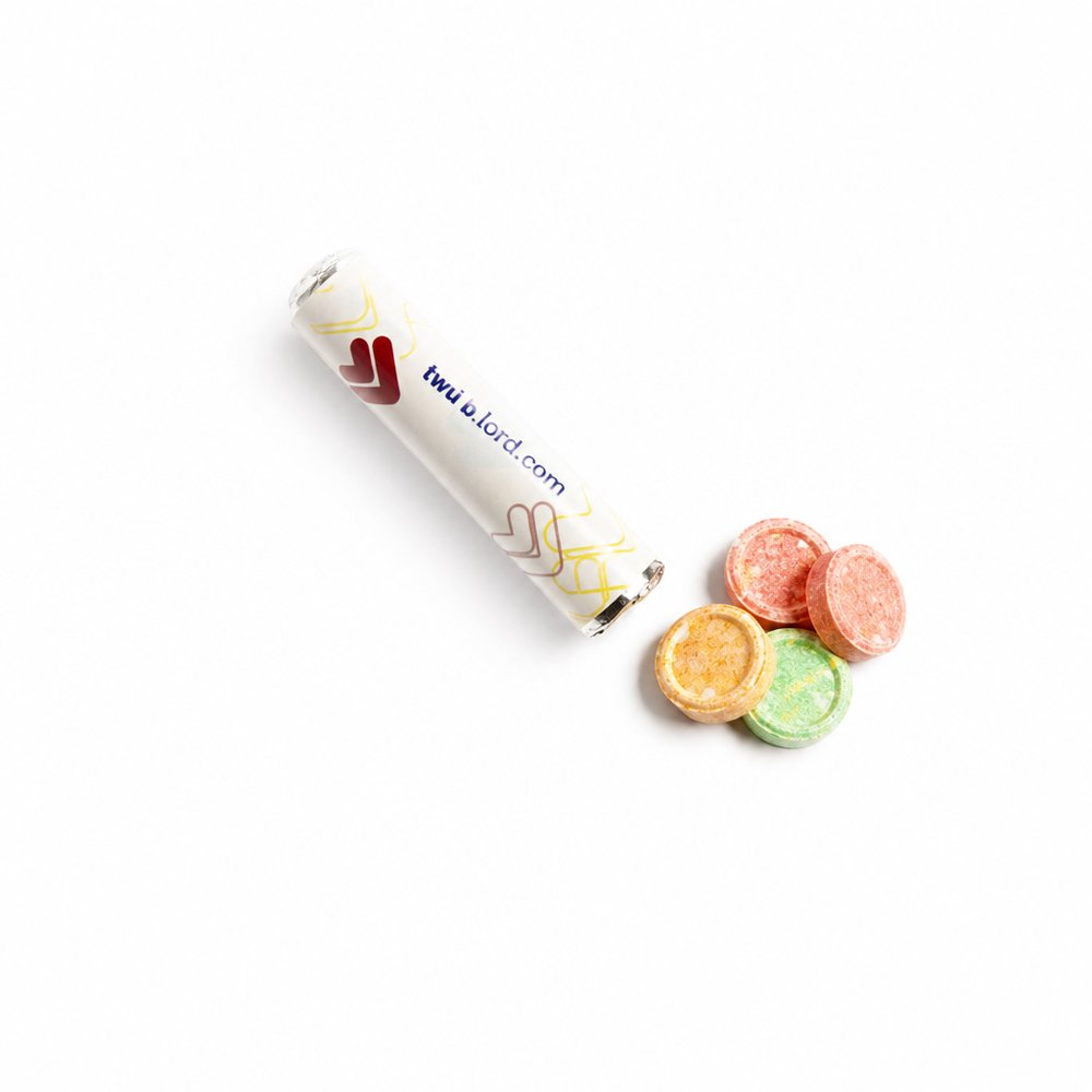 Branded Fizz Rolls 25g — Custom Printed Promotional Lollies