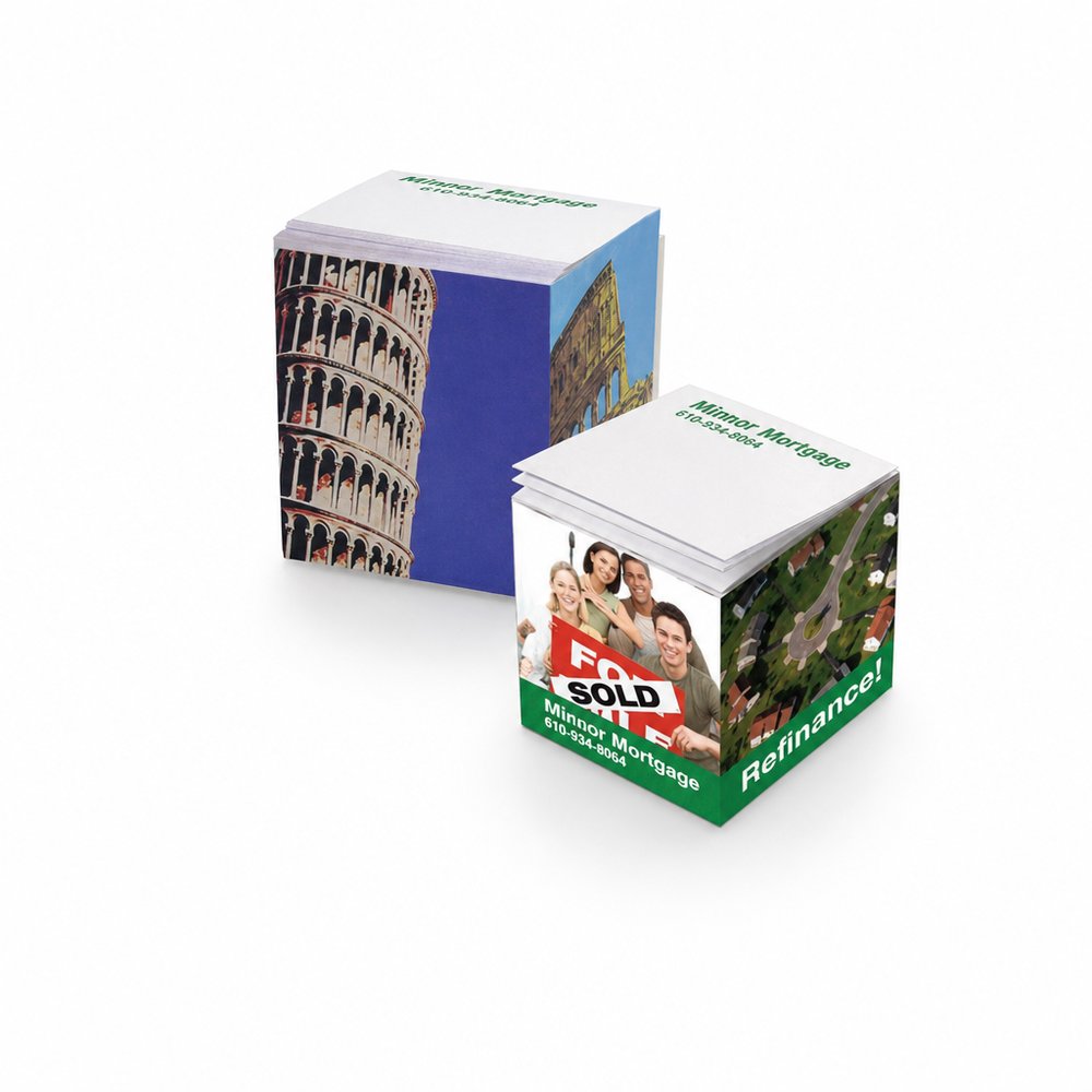 Custom Printed Sticky Note Cubes - Branded Desk Memo Blocks