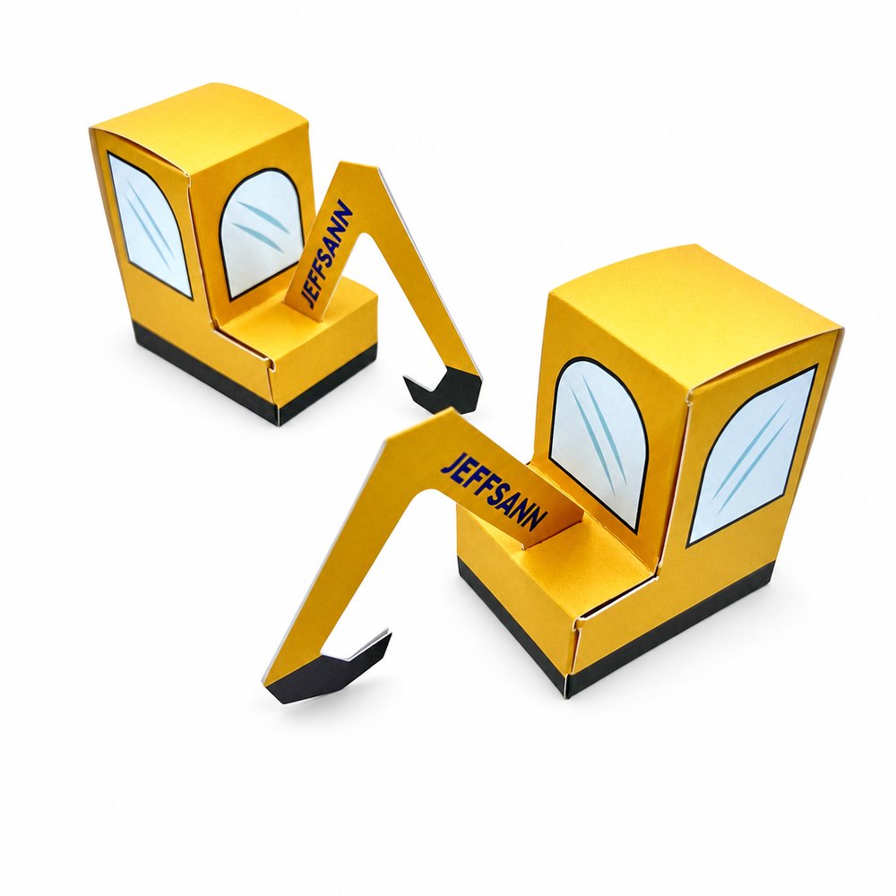 Digger Excavator Lolly Box, Branded 7.5cm