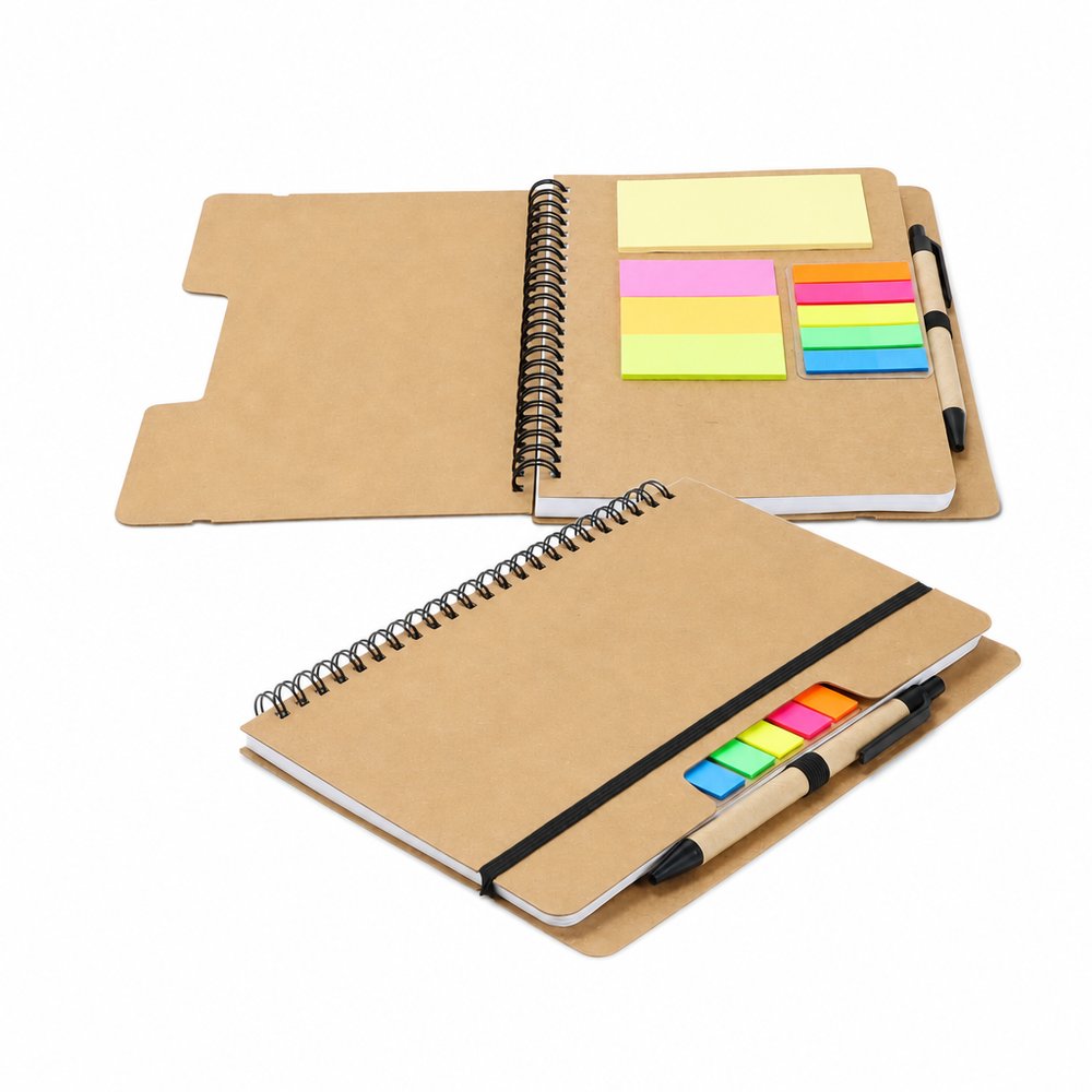 Kraft Notebook with Sticky Notes and Flags
