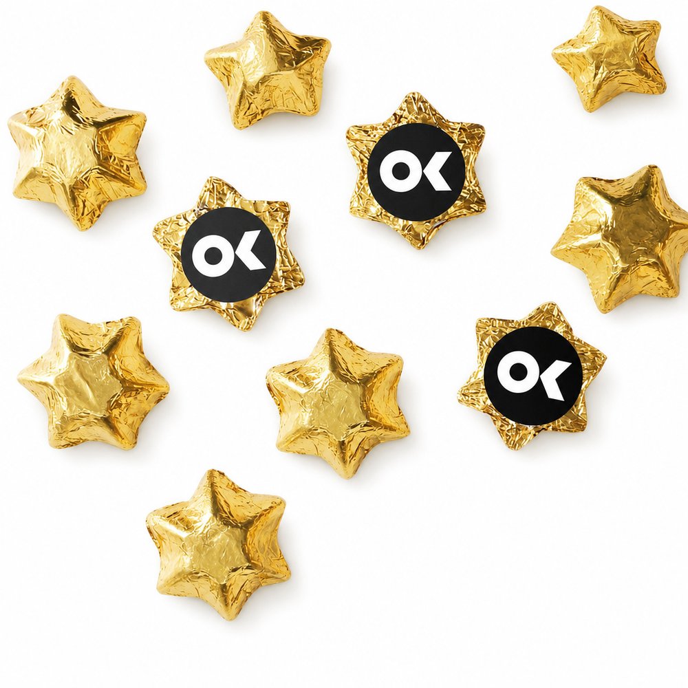 Personalised Foil Chocolate Stars in Gold or Silver