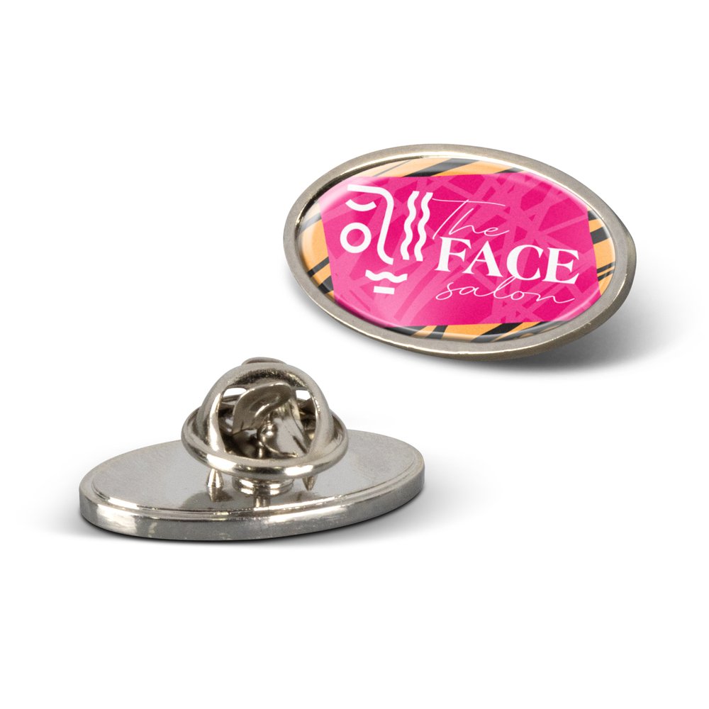Oval Resin-Coated Metal Lapel Pin
