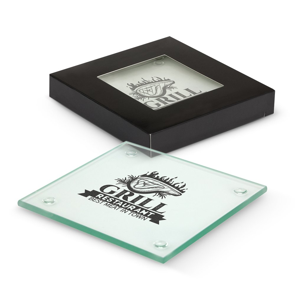 Venice Square Glass Coaster Set in Presentation Box