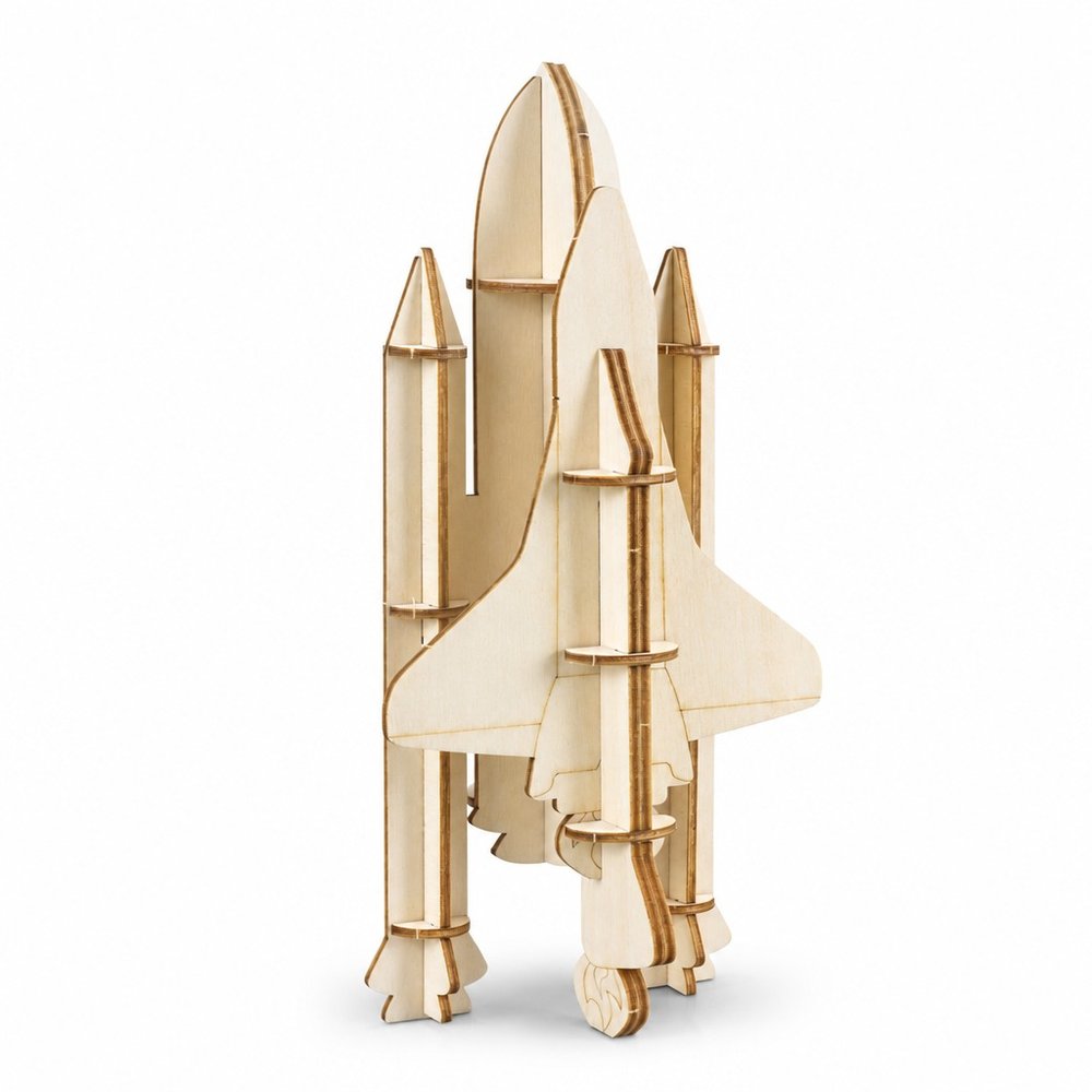 Laser-Cut Basswood Rocket Ship Model Kit