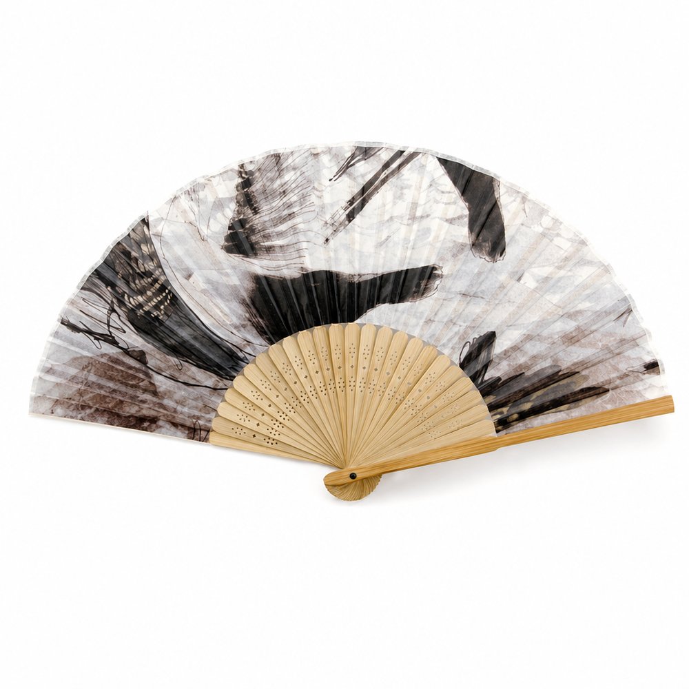 Wooden Hand Fans with Printed Satin — Custom Branded