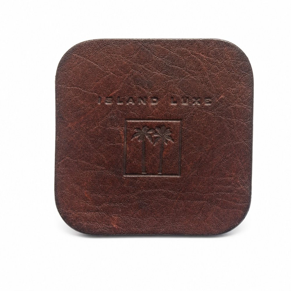 Australian Made Leather Coasters, Debossed & Branded