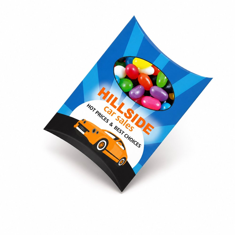 Full Colour Printed Pillow Boxes with Jelly Beans