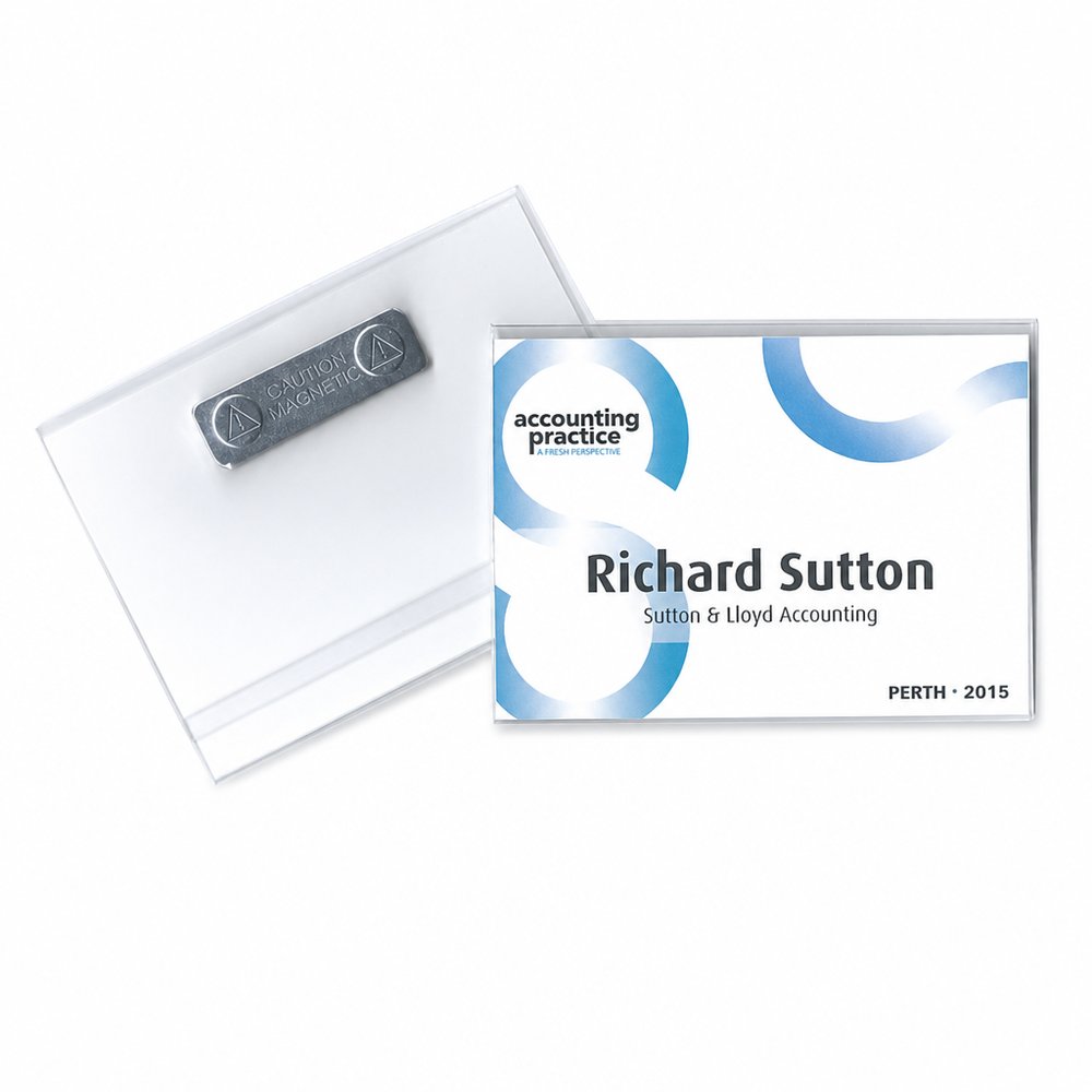Event PVC Name Badge Holders, Magnetic Backed