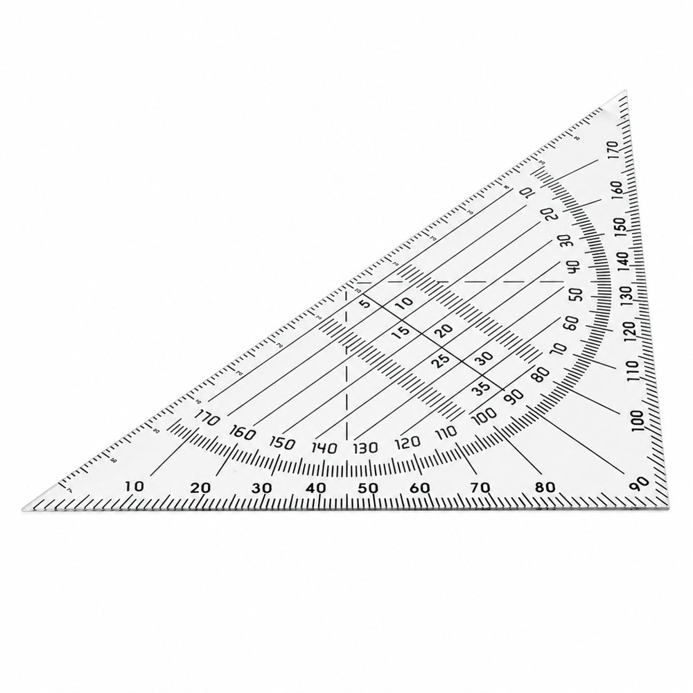 Branded 45° Triangle Ruler — Clear Plastic Set Square