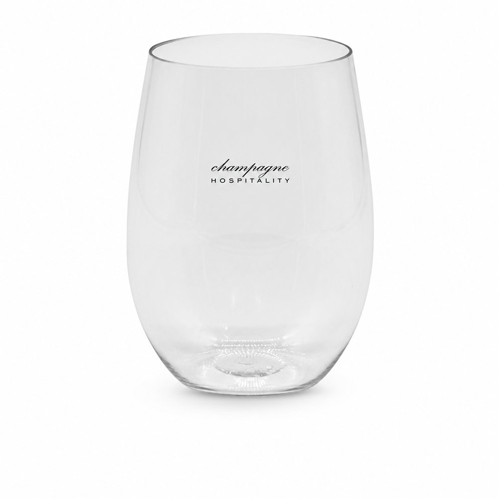 Stemless Shatterproof Wine Glasses, Branded 470ml