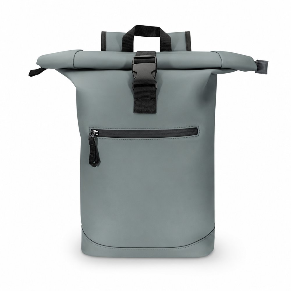 Roll-Top Laptop Backpacks (18L, Recycled PU Leather)