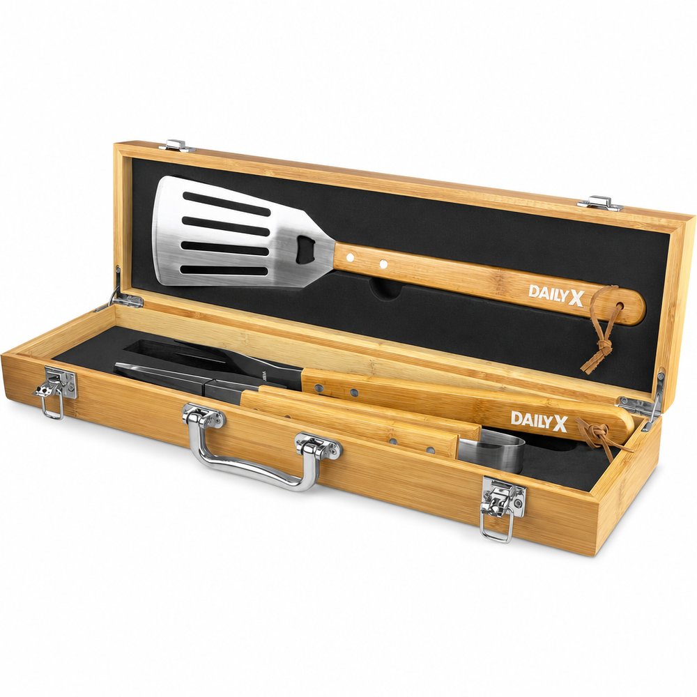Henley Bamboo BBQ Tool Set in Carry Case