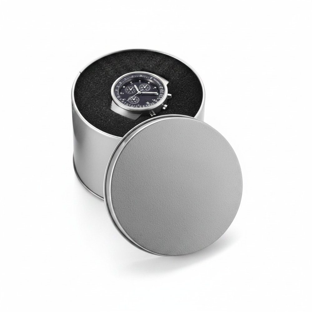 Round Silver Watch Presentation Case