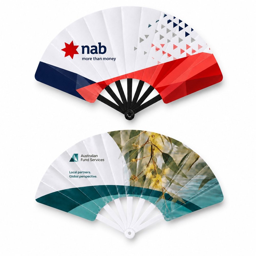 Folding Plastic Hand Fan with Full-Colour Print