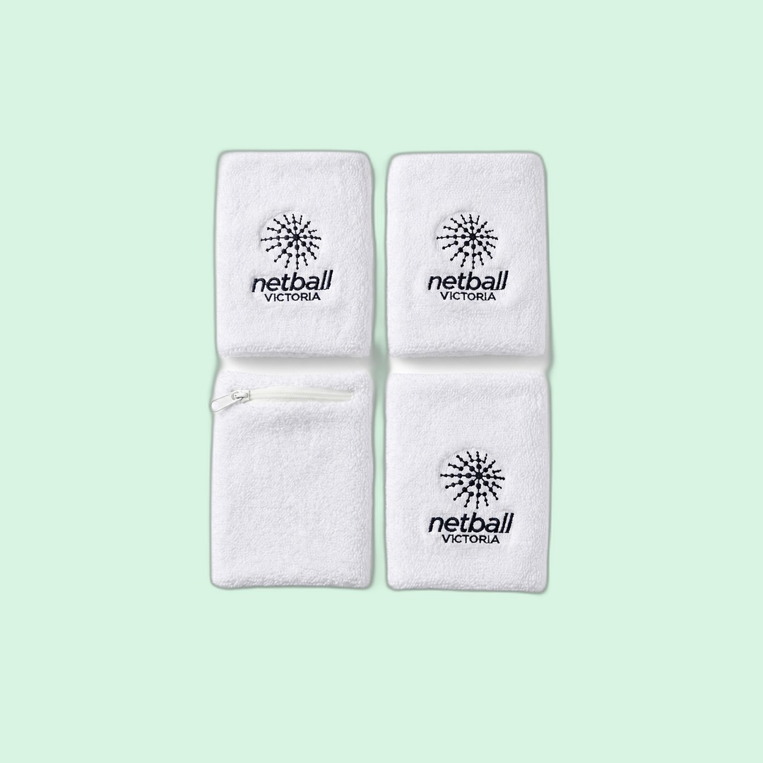 Netball Victoria Netball Victoria player wristband set (4-piece, one with zipper) produced by Sense2