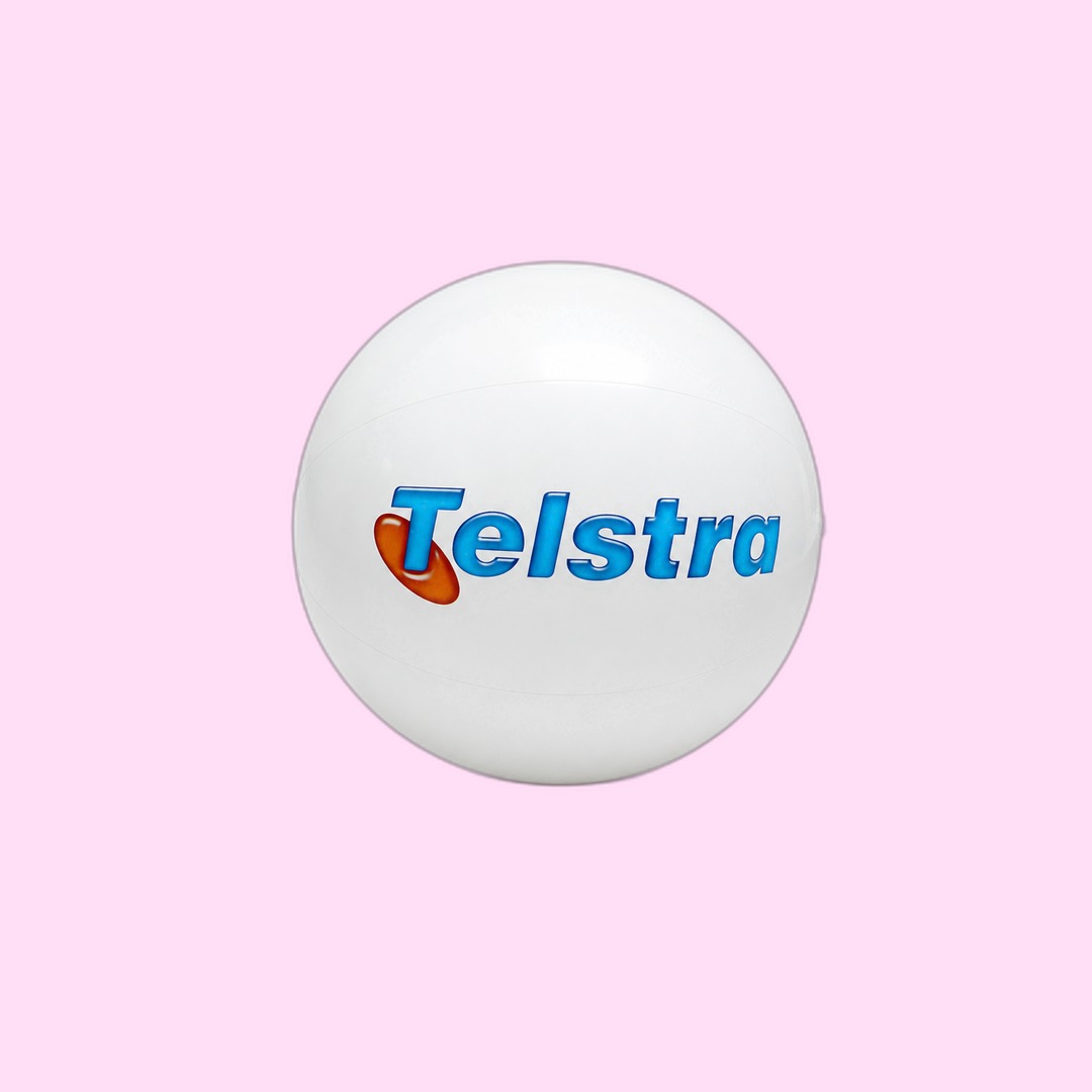 Telstra Inflatable beach ball with Telstra corporate logo produced by Sense2