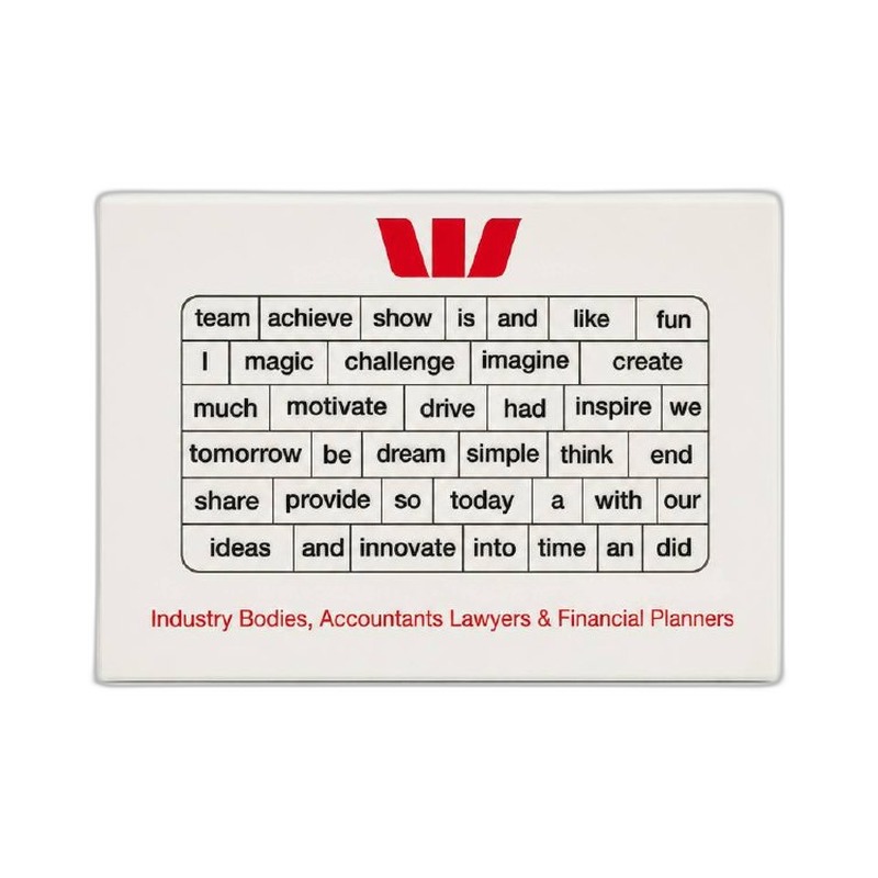 Westpac magnetic poetry tile set produced by Sense2