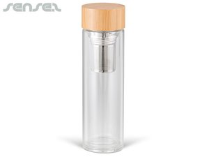 Detox Bamboo Double Walled Glass Tea Infuser Bottles (400ml)
