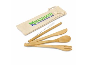 Eco Bamboo Cutlery Sets With Straw