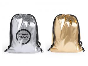 Custom Silver And Gold Drawstring Backpacks