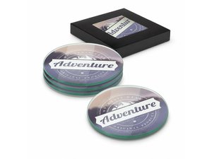 Round Full Colour Glass Coaster Sets (Set Of 4)