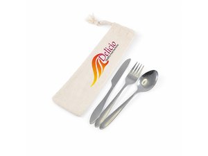 Stainless Steel Cutlery Sets In Calico Pouch