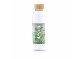 Full Colour Printed Glass Drink Bottles With Bamboo Lid (500ml)