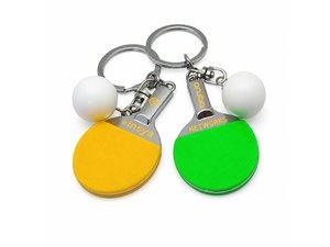 Table Tennis Racket Shaped Metal Keyrings