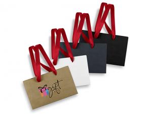 Custom Small Paper Ribbon Carry Bags (133mm x 210mm)